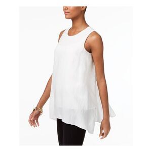 ALFANI Womens Ivory Sleeveless Jewel Neck Top Size: 10
